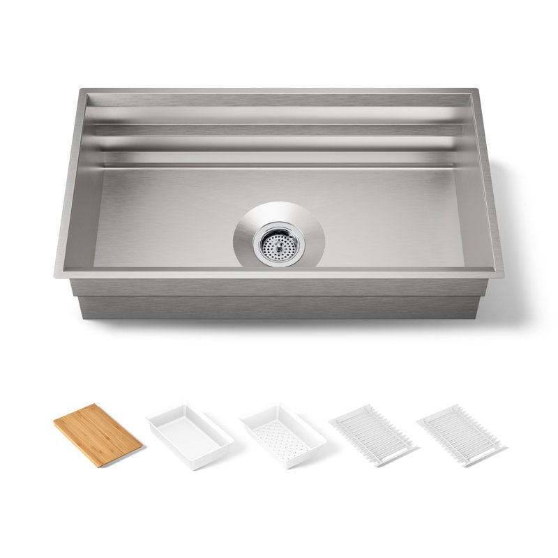 Évier de cuisine simple encastré L 33 po x l 17 3/4 po x 11 po avec accessoires Prolific®