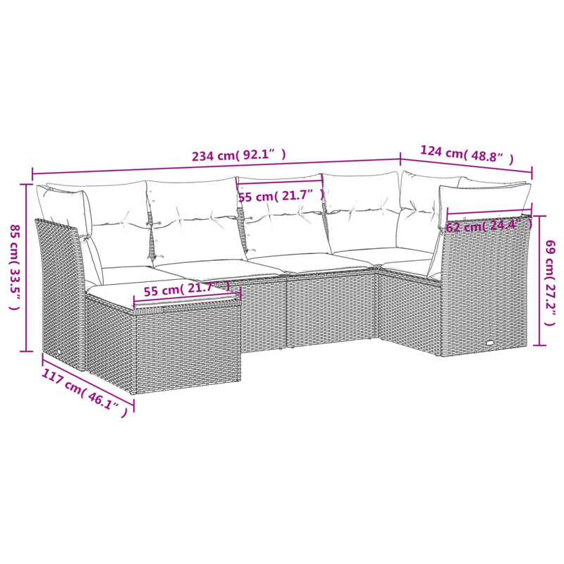 Ensemble de canapé de jardin Vidaxl beige, blanc crème