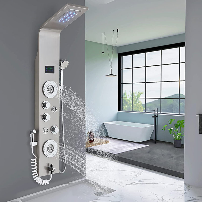 50.4'' Shower Panel with Fixed Shower Head, Brushed Nickel