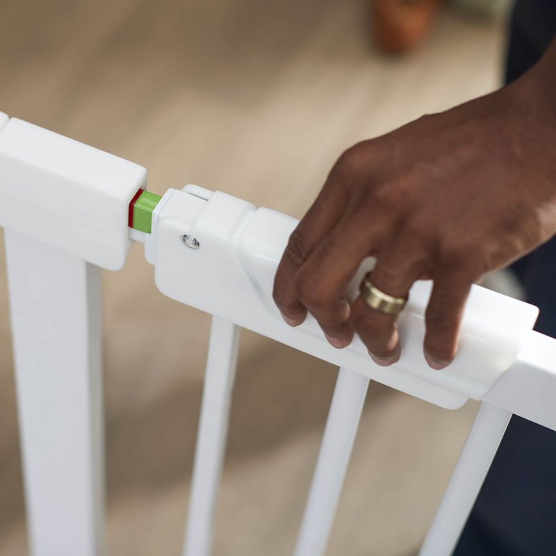 White Metal Pressure Mounted Swinging Stairway Gate