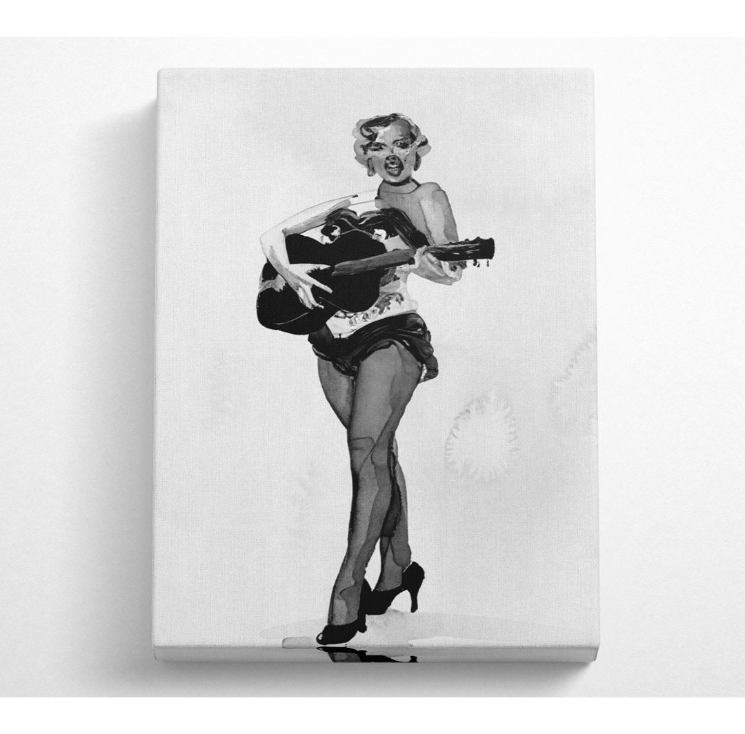 Marilyn Monroe spielt Gitarre - Kunstdrucke auf Leinwand