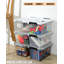 Bacs de rangement en plastique avec couvercles, ensemble de 6 boîtes de rangement, bacs de rangement empilables de 7 pintes avec loquets à boucle et bacs de rangement à poignée faciles à organiser pour le bureau à domicile, couvercles transparents