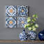 Décoration murale abstraite bleue, blanche et dorée S / 4, 9,5 x 9,5 po