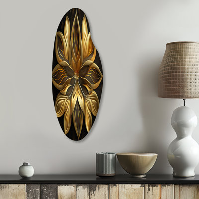 Diamondine - Floral Lily Curved Shape Asymmetric Metal Wall Art