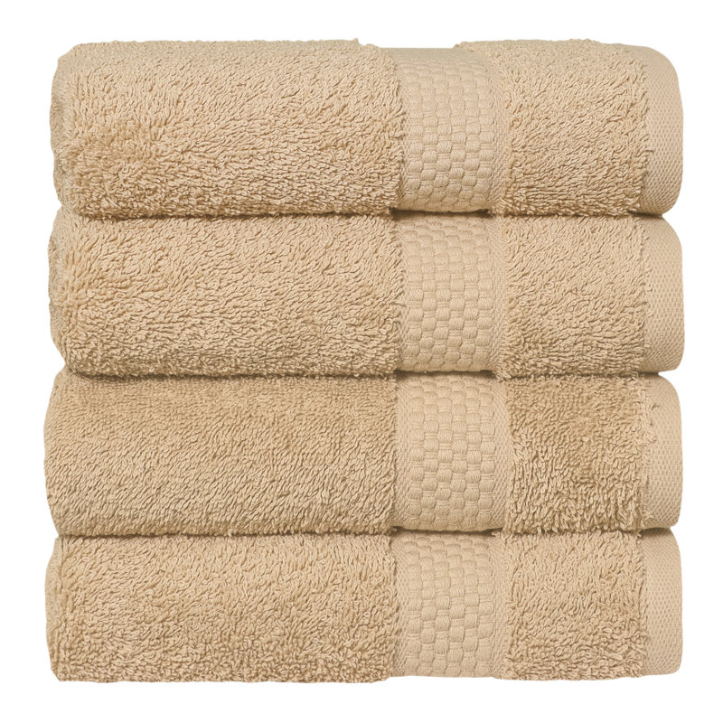 Sesame Beige Turkish Cotton Terrycloth Hand Towels Set of 4