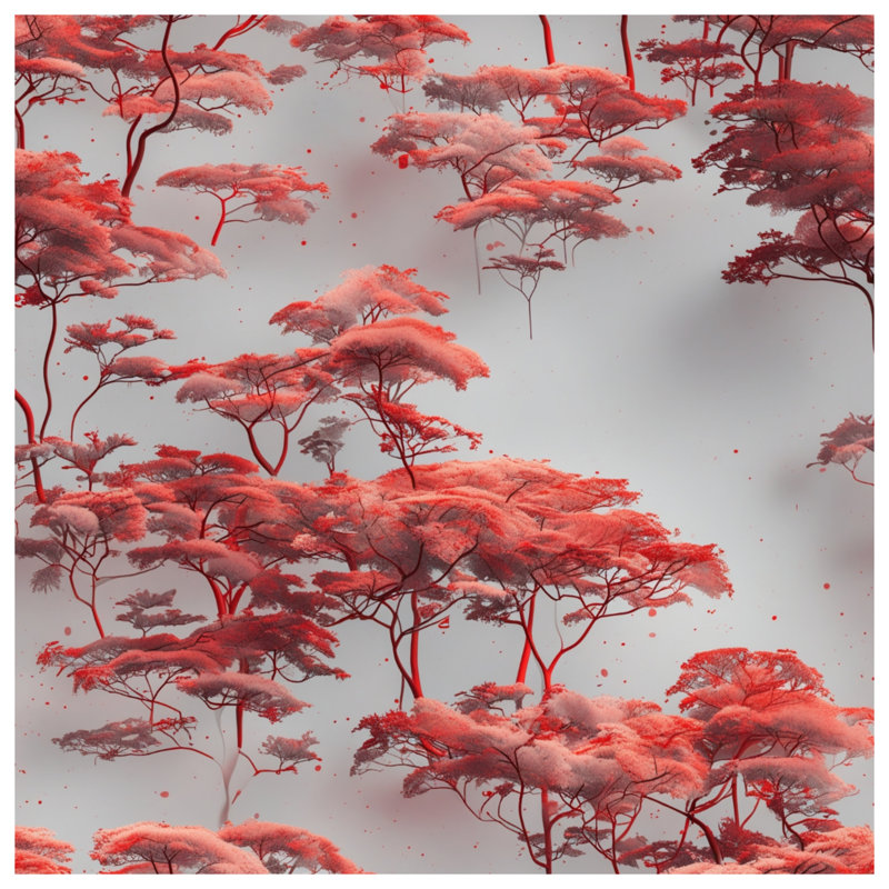 Tapisserie murale «Red Canopy Trees» - Décoration murale arbres, 68 po H x 80 po L avec 4 œillets