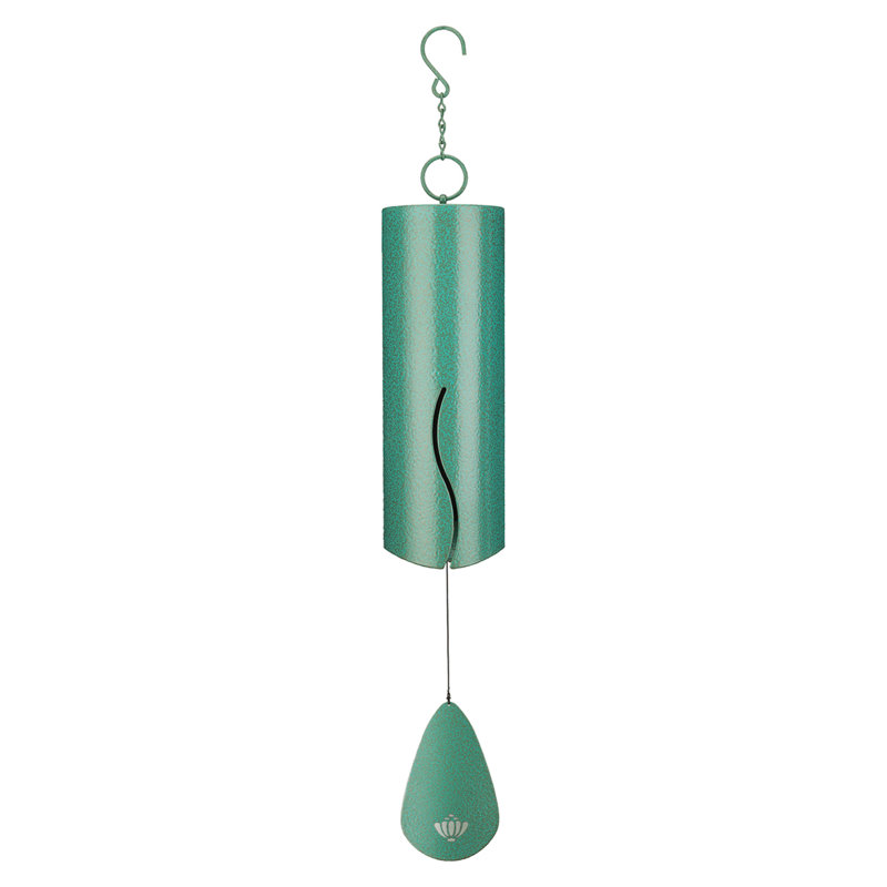 Amayah 28" Classic Steel Outdoor Hanging Wind Bell with Decorative Accents and Integrated Hanging Hook - Patina, Patina