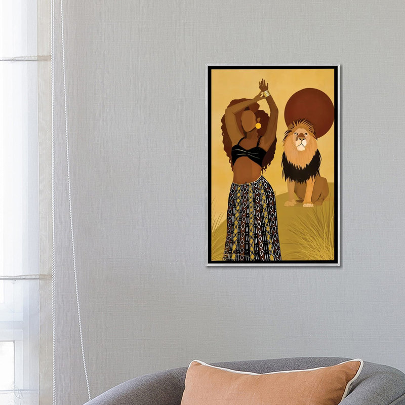 Maya par Bria Nicole-impression d’art graphique, Pas de tapis, H 26 po x l 18 po x 1,5 po, Toile avec cadre argenté