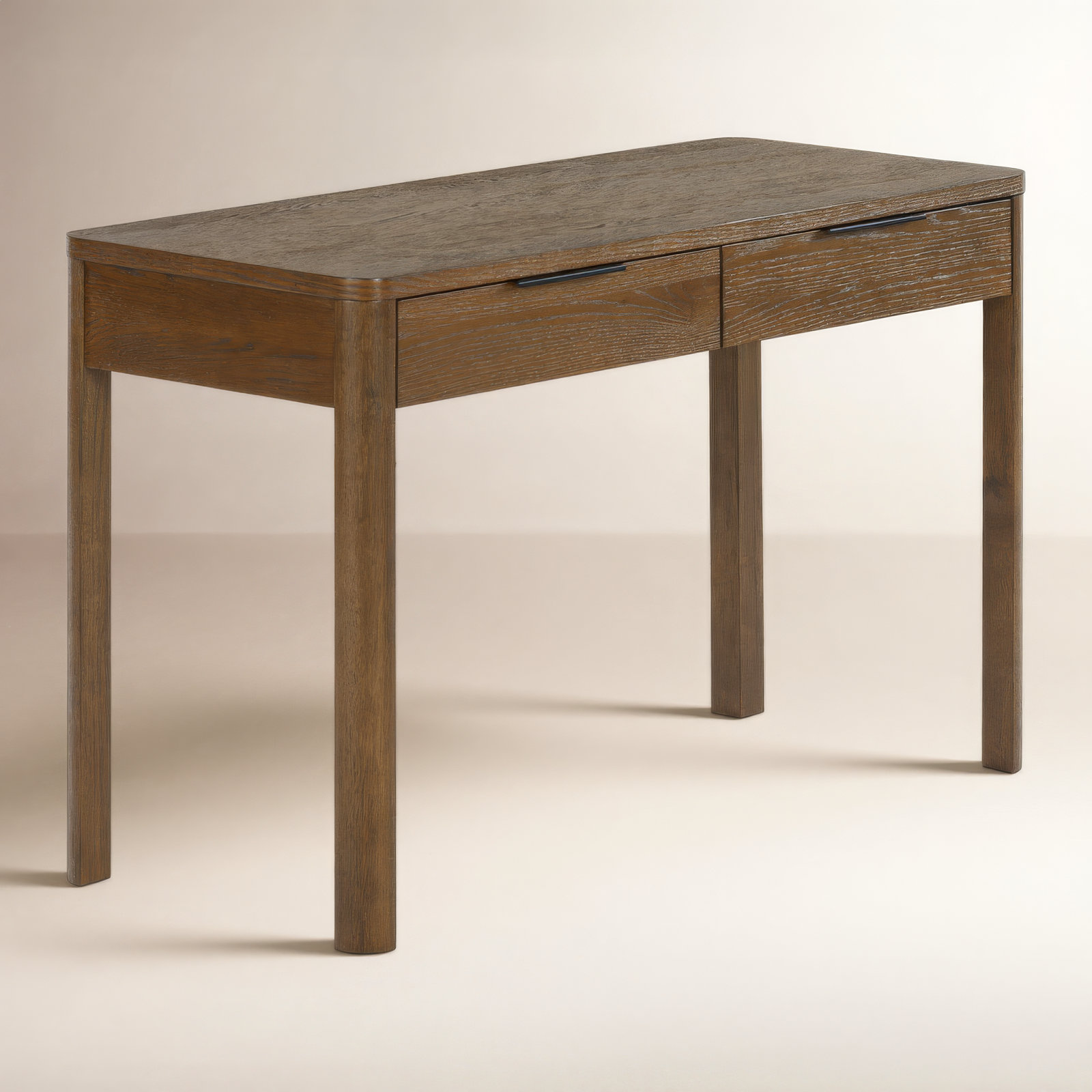 Tahani 2 Drawer Wood Desk, Medium Oak