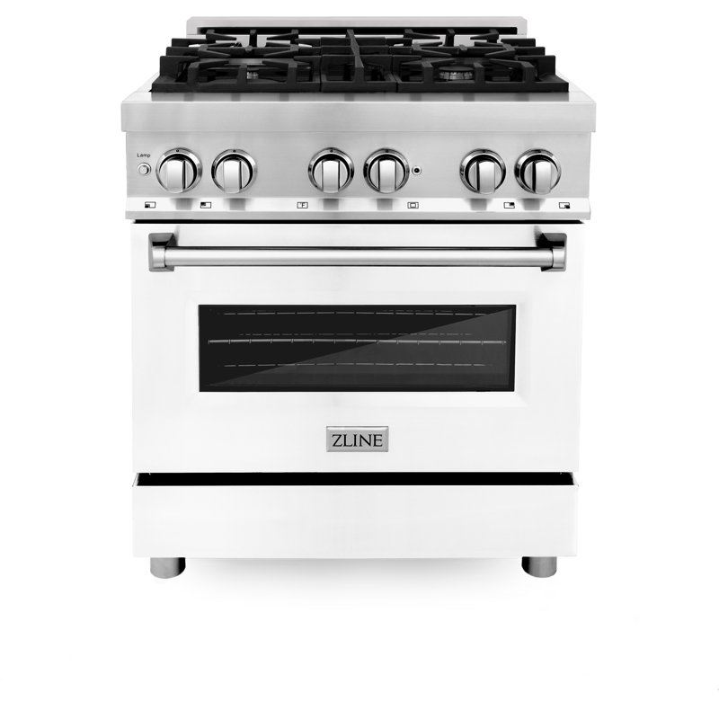 ZLINE 30" Legacy Dual Fuel Range, White Matte Stainless Steel