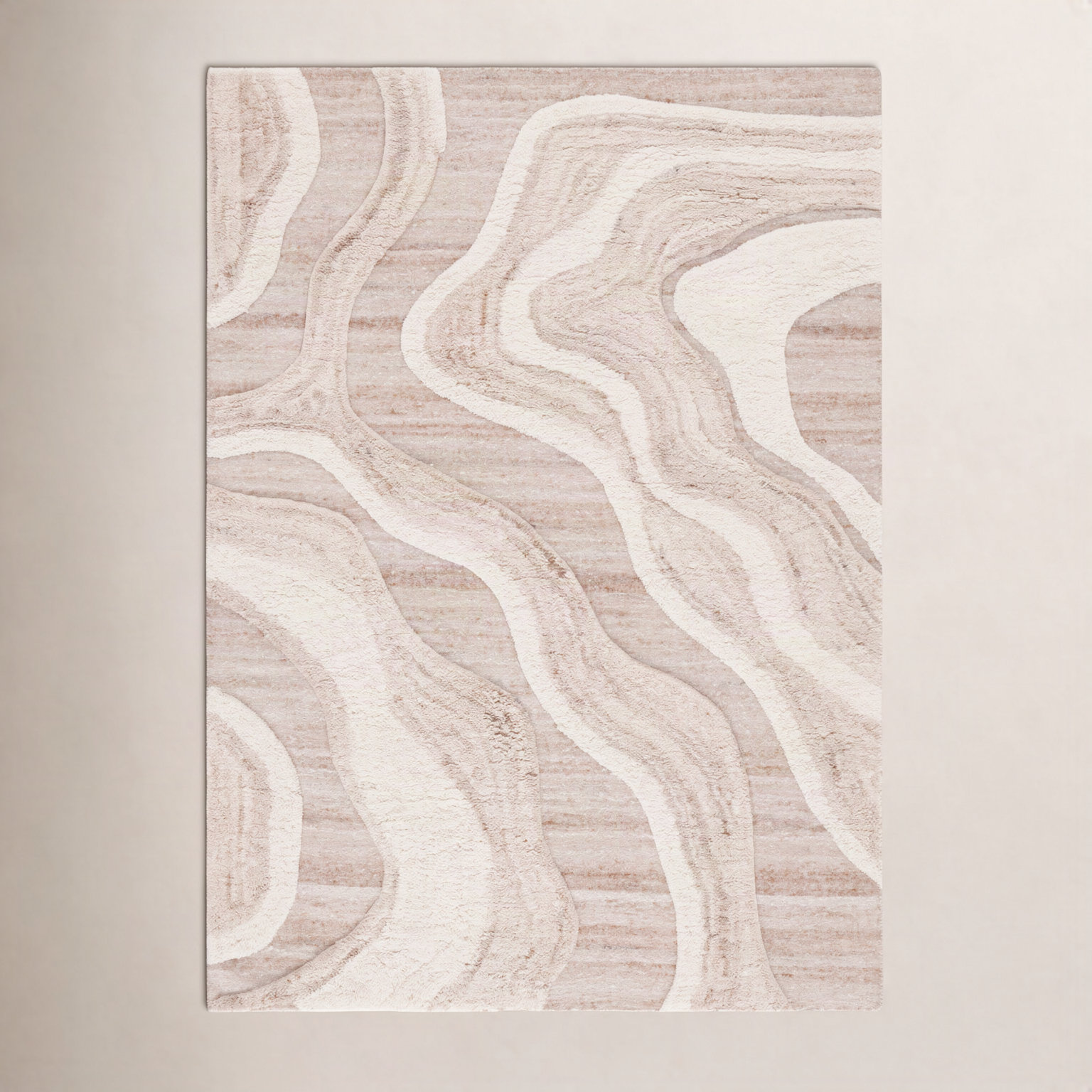 Lyonel Ivory Brown Abstract Rug, Rectangle 4' x 6'