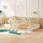 Lit simple et double Montessori avec clôture, porte et lattes amovibles, lit pour enfants en bois de pin pour filles et garçons, aucun sommier nécessaire, idéal pour les tout-petits et les enfants, naturel et blanc