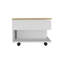 Table basse rectangulaire à plateau relevable avec rangement dissimulé et tablette ouverte sur roulettes verrouillables en bois d'ingénierie brun