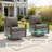 Palomares 6-Piece Outdoor Conversation Set With Swivel Gliders And Square Fire Pit Table, 7-Person Wicker Patio Seating With Armchairs-253674650-253674646