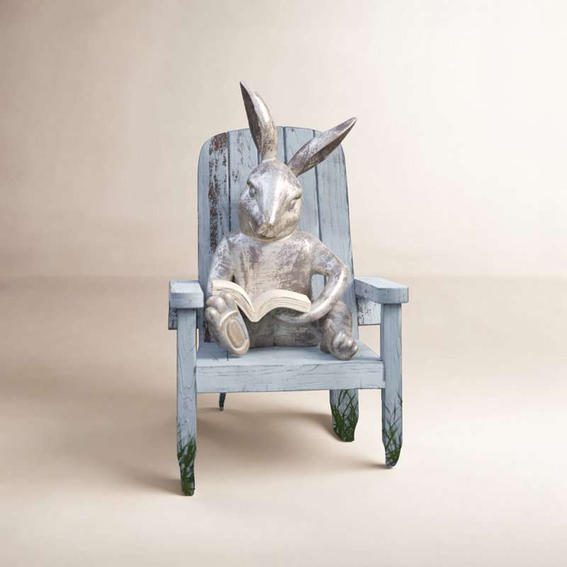 Statue de jardin lecture de lapin