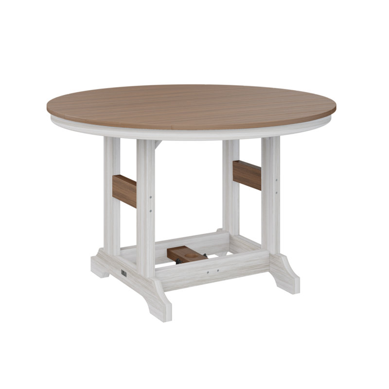 Garden Classic Outdoor Round Bar Table, Antique Mahogany, Seashell
