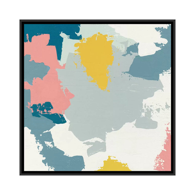 «Happy I» par Moira Hershey, impression sur toile tendue, H 18 po x l 18 po x P 1,5 po, Toile encadrée noire, Pas de tapis