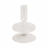 Sculptural 5" Glass Candle Holder - Modern Tabletop Candle Holder with Rounded Accent Base