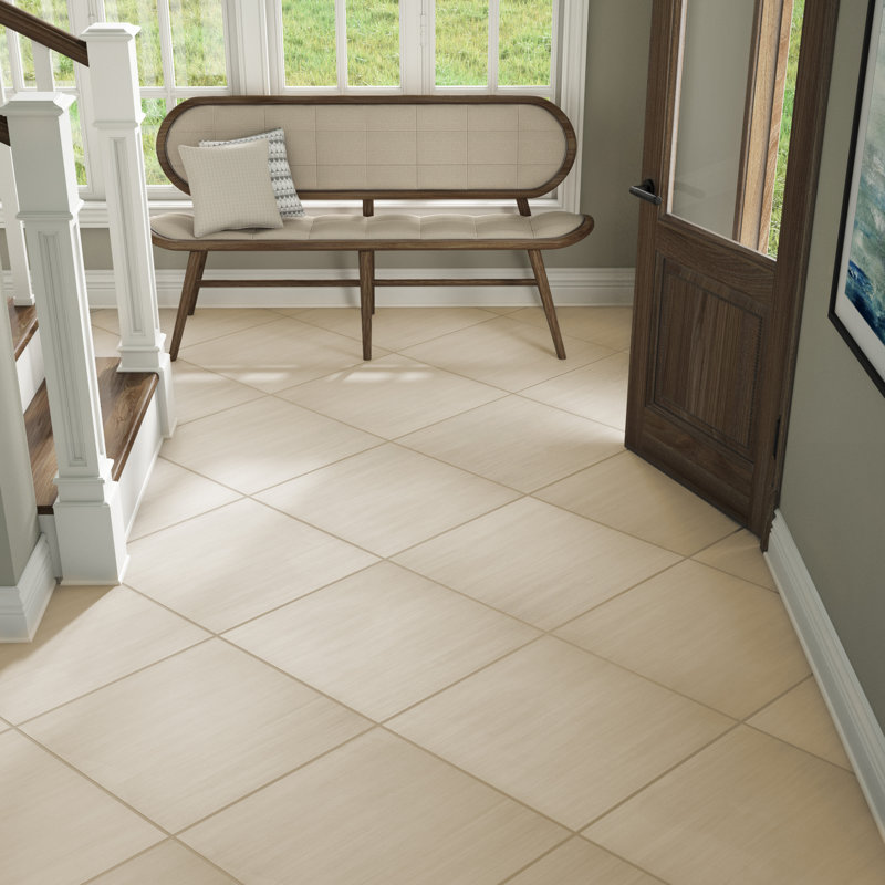 Refinery 24'' W x 24'' L Porcelain Singular Tile, Greige