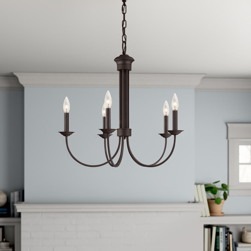 Arunvir 5-Light Dimmable Candle Style Chandelier, Bronze
