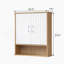 Armoire murale de salle de bain avec double porte, tablette inférieure, portes à motifs ondulées, tablette intérieure réglable, installation facile, bois blanc et naturel