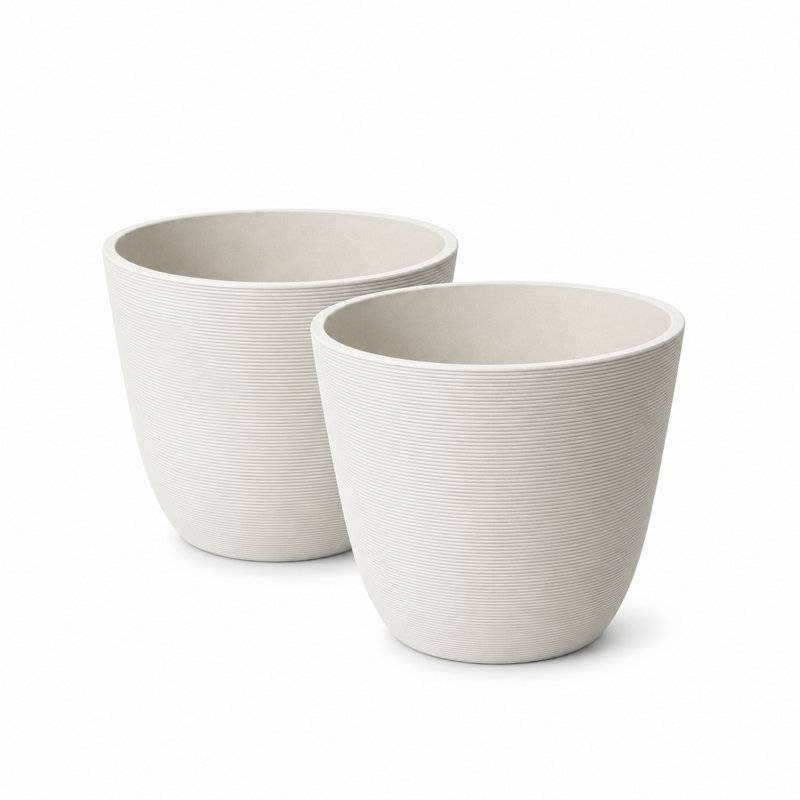 Ensemble de pots à fleurs en tibétain Tahmina, Blanc, H 11 po x l 14 po x P 14 po, 2