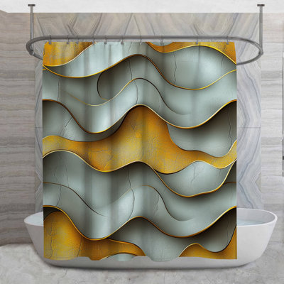 Rideau de douche Waves - Décoration de salle de bain abstraite minimaliste