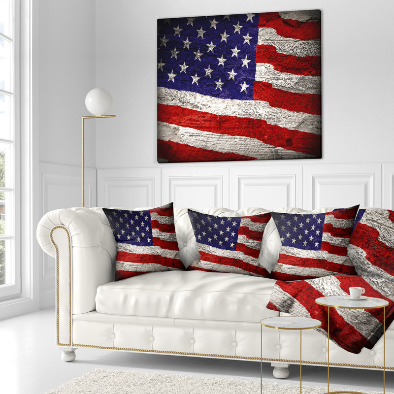  Coussin décoratif abstrait avec grand drapeau américain, 16 po x 1 po, Coussin décoratif