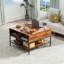 Table basse à plateau rabattable avec rangement en métal - 31,5 po avec couvercle escamotable et compartiment caché - Table de salon facile à assembler