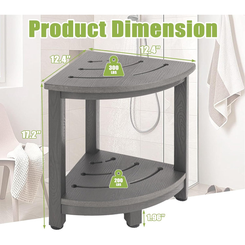 Corner Shower Stool for Inside Shower, Waterproof Shower Caddies for Shaving Legs, Gray