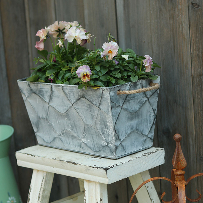 Rustic Gray Handmade Metal Wall Planter Set of 3
