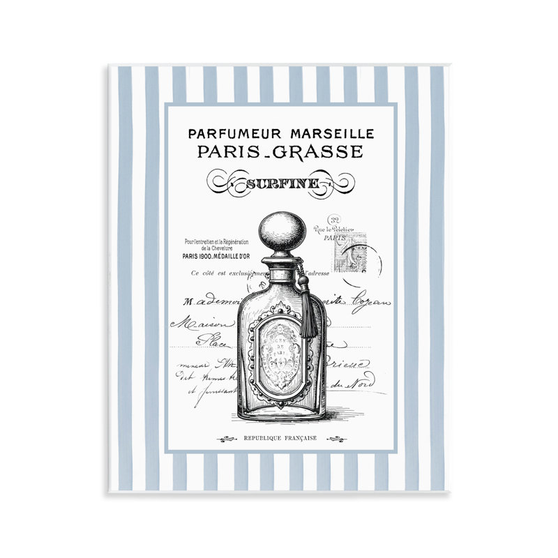 Plaque murale parfum français sur rayures, par lettré et doublé