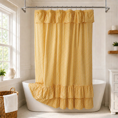 Rideau de douche 100% coton à carreaux vichy Farmhouse