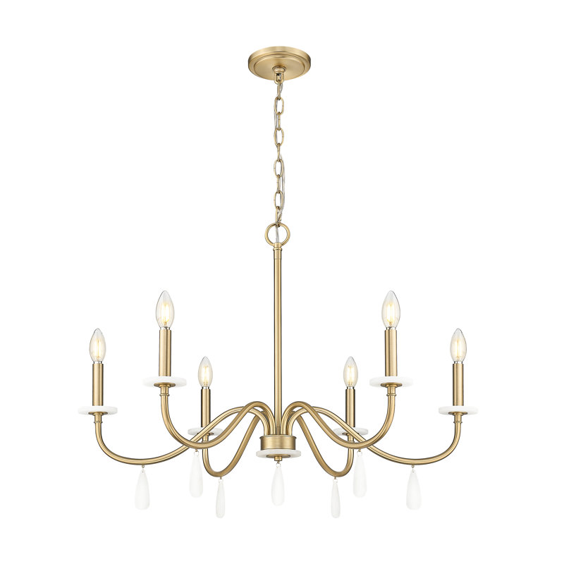 Toussant Mordern Gold 6 Light Chandelier, Mordern Gold