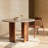 Catalena Round Stone Top Solid Wood Base Dining Table