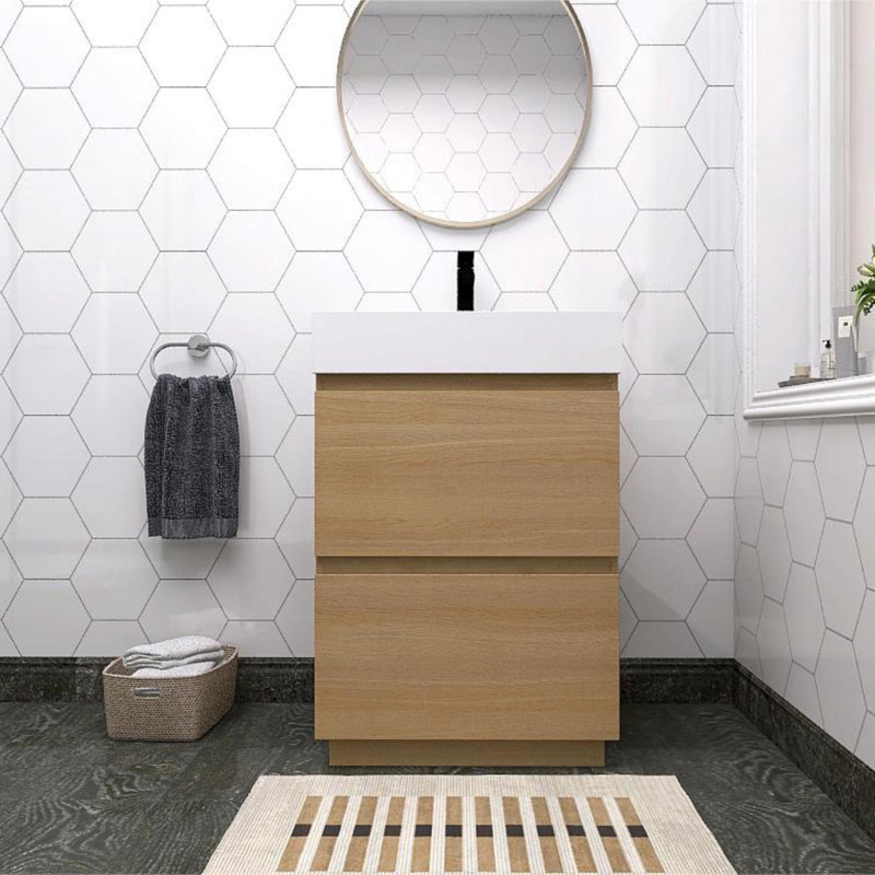 Meuble-lavabo simple 24 po avec plateau en résine Faulkenberg, Naturel