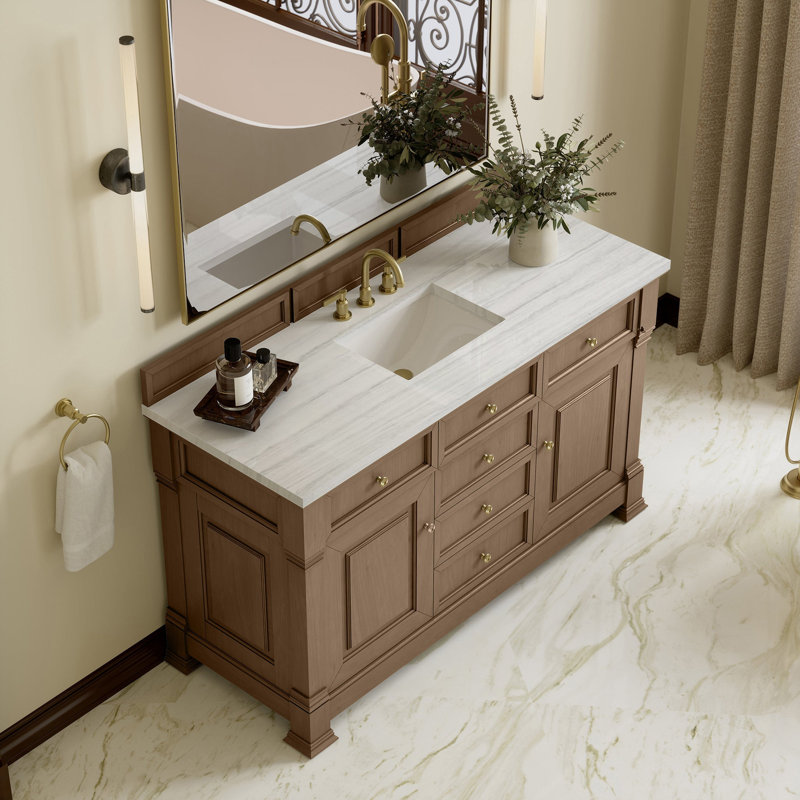 Brookfield 59.88'' W Single Bathroom Vanity Base, Pecan