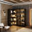 L-Shaped Bookcase Set With Tempered Glass Doors, Aluminum Alloy Frame And 3-Color LED Shelf Lighting