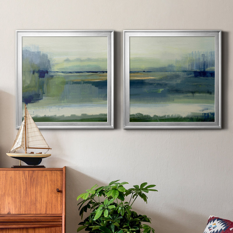 Glistening Meadow Silver Framed Canvas Print Set