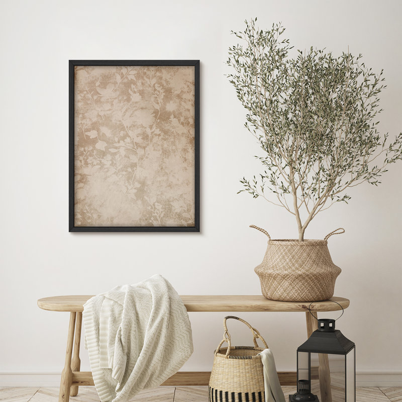 Art mural encadré à motif floral neutre, impression de style botanique rétro pour décor de maison de campagne ou de chalet