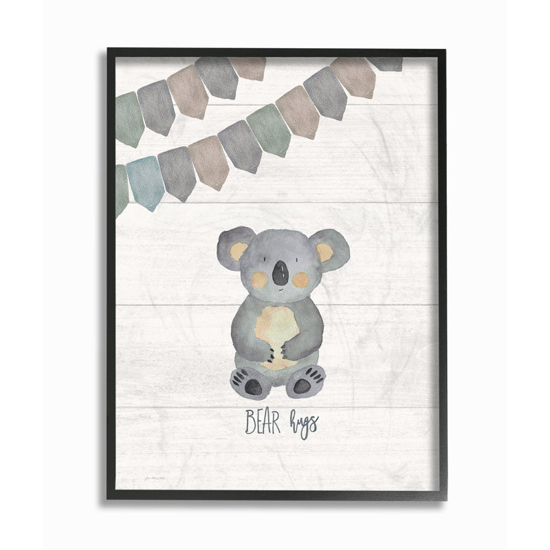 « bear hugs », art encadré Farrer, H 14 po x l 11 po x P 1,5 po