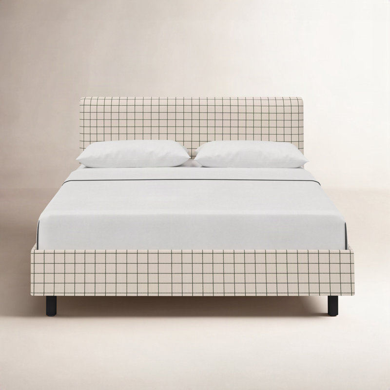 Eisley Upholstered Platform Bed, Full, Evelyn Natural Asbtract