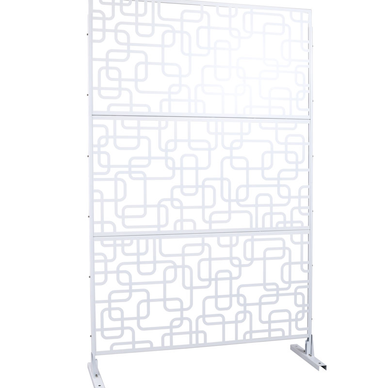 Écran d'intimité en métal 76 po x 48 po, blanc - pour pelouse, jardin, panneaux de clôture autoportants extérieurs, terrasse, jardin