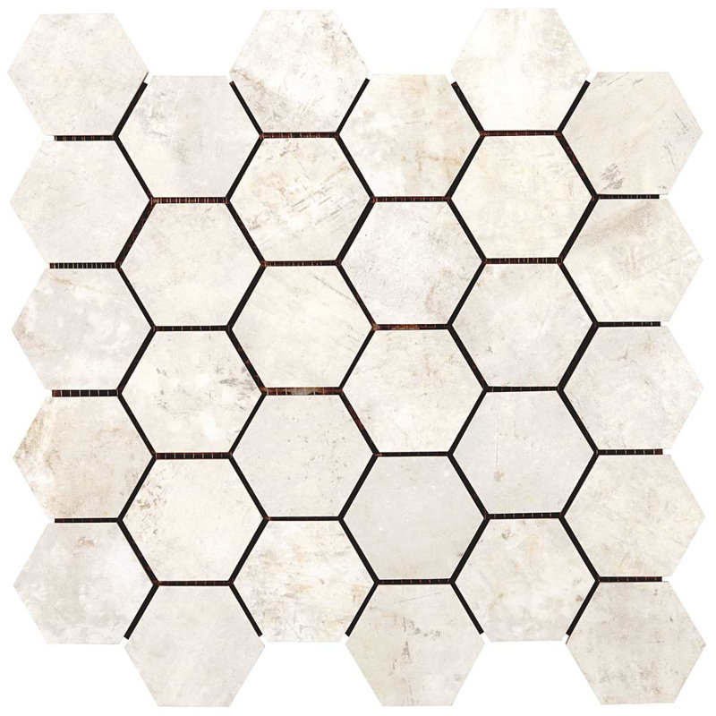 Portrait 2" Hexagon Matte Porcelain Mosaic Tile, Ivory