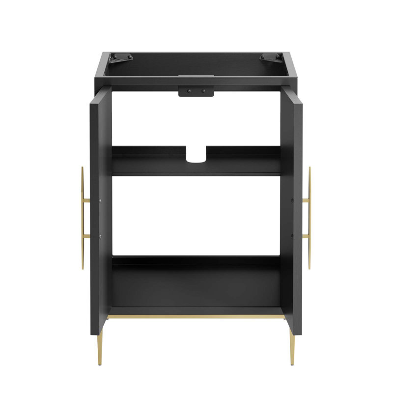 Modway Black and Gold 24" Single Bathroom Vanity Cabinet