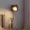 Lampe murale industrielle en bois noir rétro à brancher Gu10