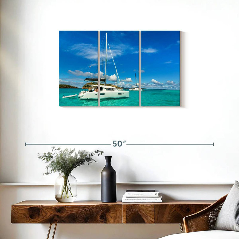 Catamarans amarrés Mehar Tobago Cays, H 20 po x l 33 po
