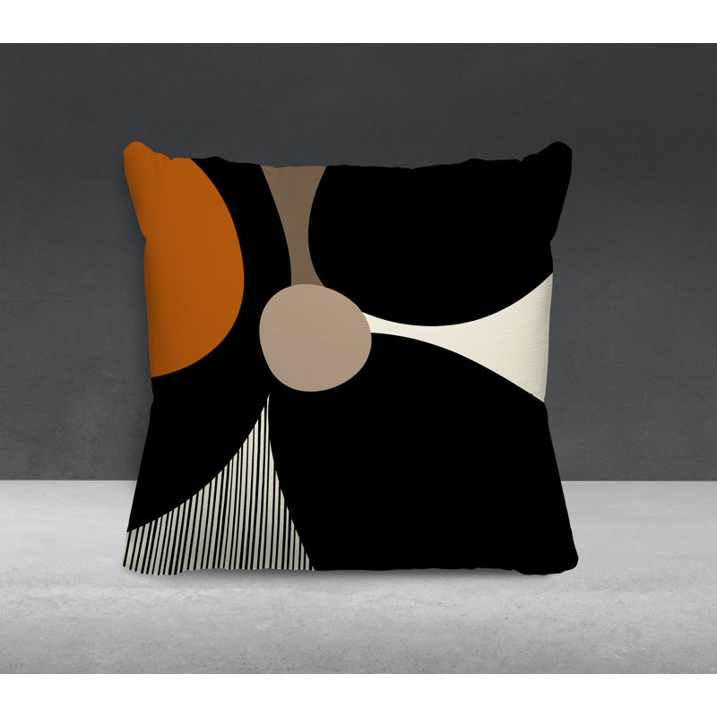Coussin intérieur / extérieur en polyester filé Lara, 17 po x 17 po, Orange, blanc cassé