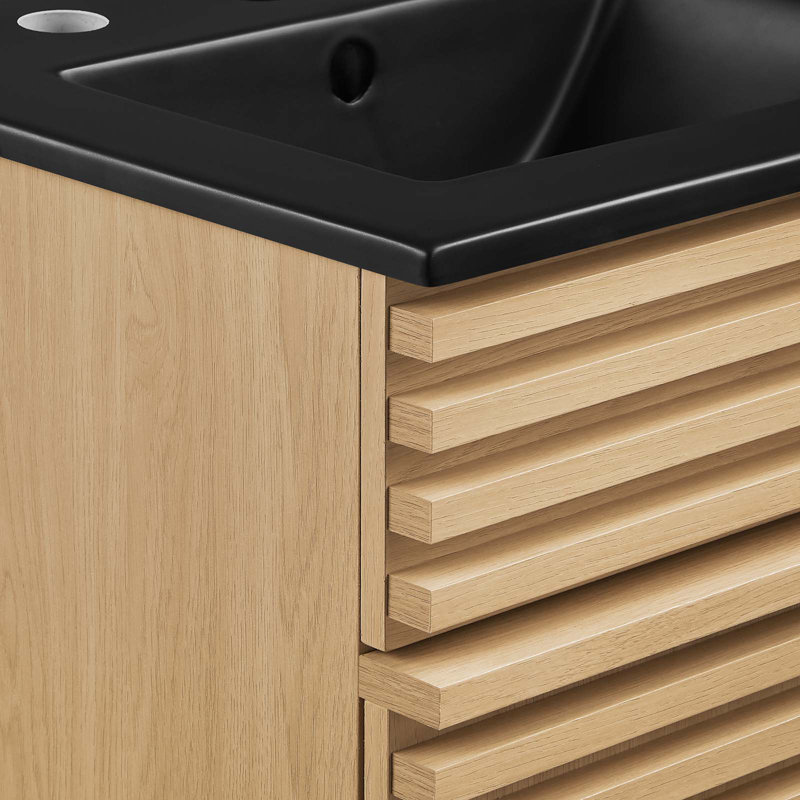 Modway Render 18" Bathroom Vanity, Oak/Black