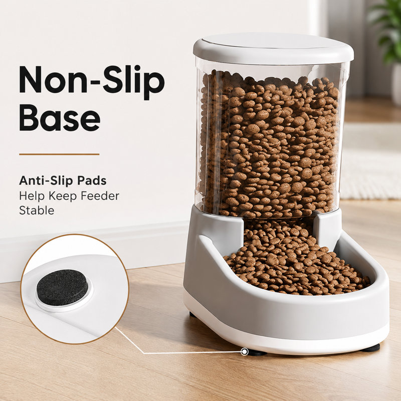 Distributeur automatique d'eau et de nourriture à gravité (2 pièces), double station de 4 L pour chats et chiens de petite et moyenne taille, sans électricité, gris